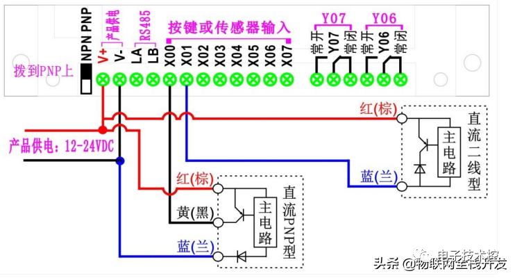 PNP型开关量输入 单相交流电动机与控制器的接线图(图1)